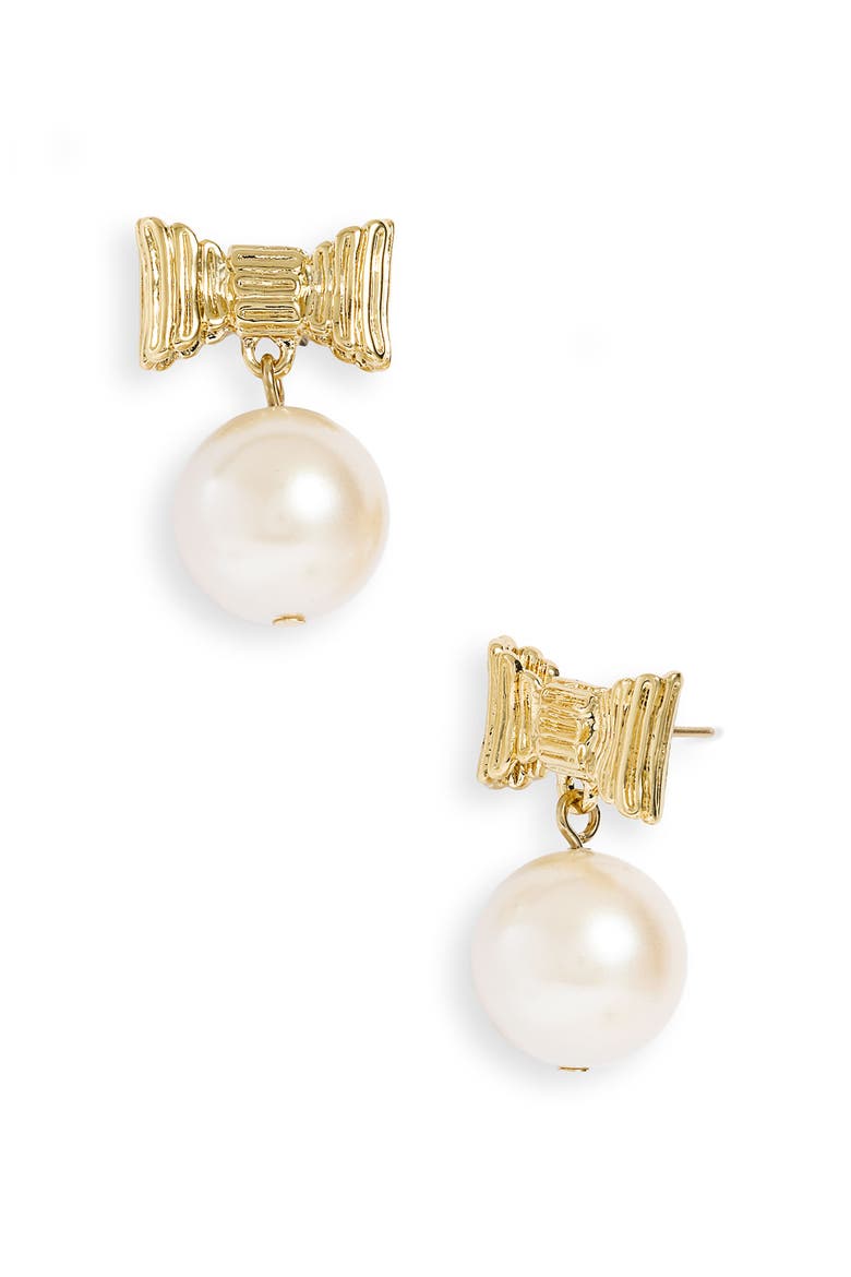 'all wrapped up' glass pearl earrings, Main, color, CREAM/ GOLD