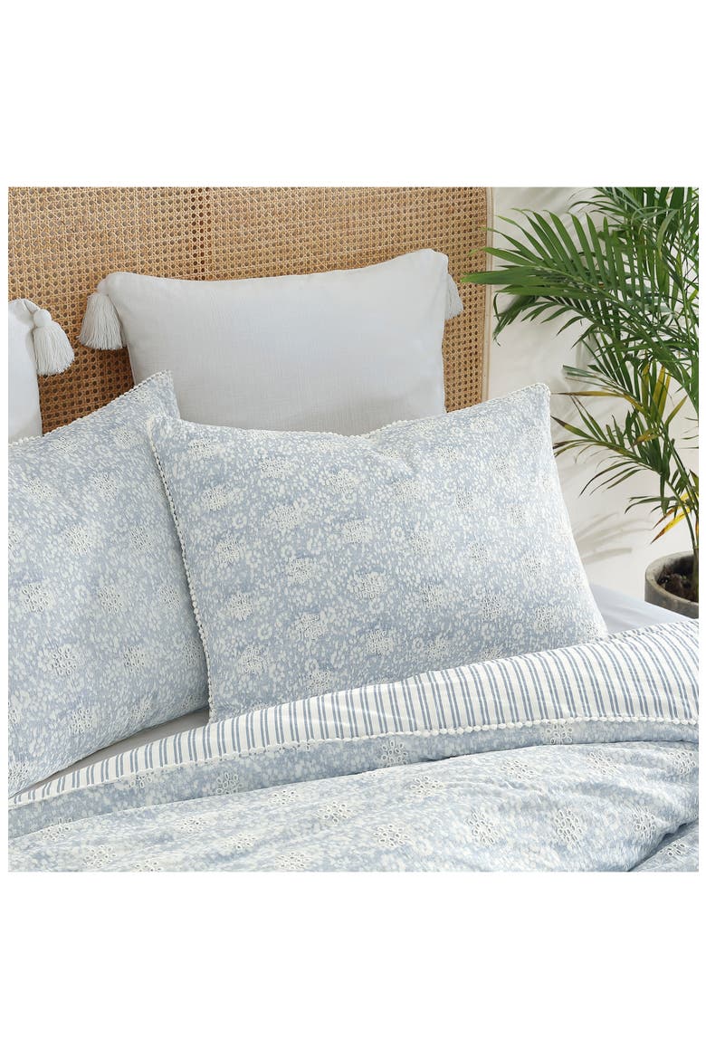 Eyelet Ikat Print Duvet Cover & Shams Set, Alternate, color, BLUE