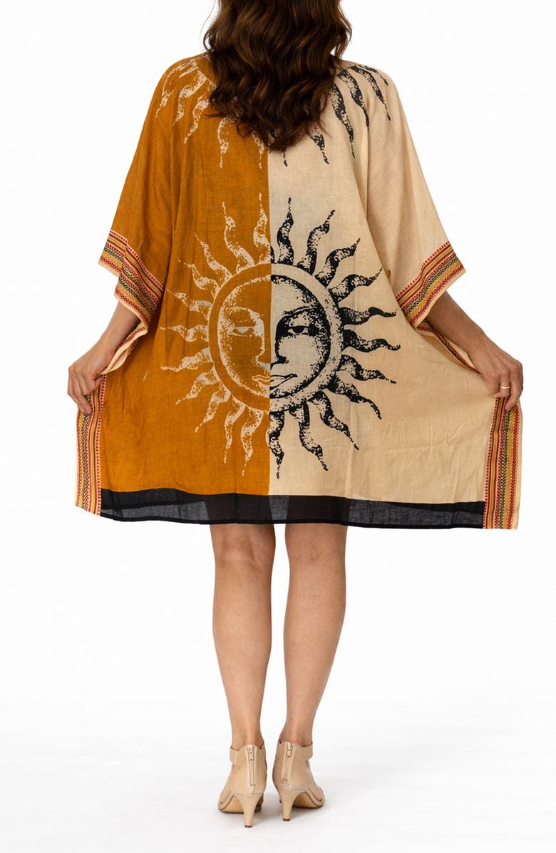 RANEES Celestial Graphic Cotton Poncho, Alternate, color, Natural