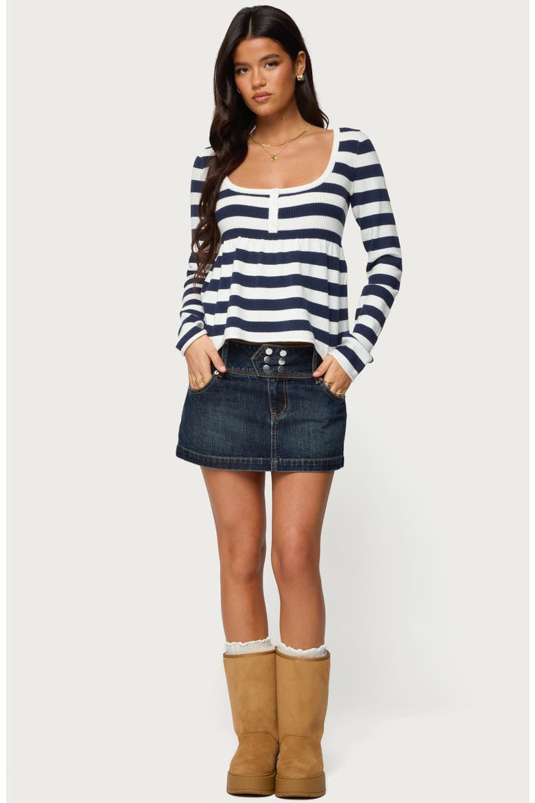 Fatama Denim Miniskirt, Alternate, color, DARK-BLUE