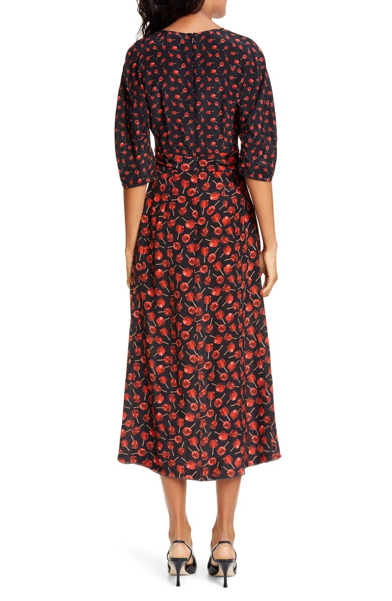 N°21 Nº21 Candy Apple Print Silk Midi Dress, Alternate, color, 
