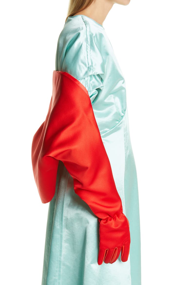 Gloved Double Satin Bolero, Alternate, color, RED