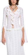 Anna Sui Floral Ruffle Stretch Lace Blouse