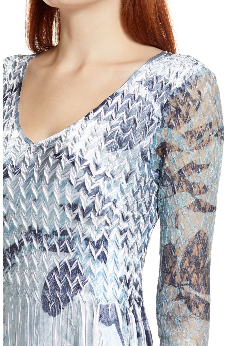 Lace Sleeve Charmuse Midi Cocktail Dress, Alternate, color, GREY VINE