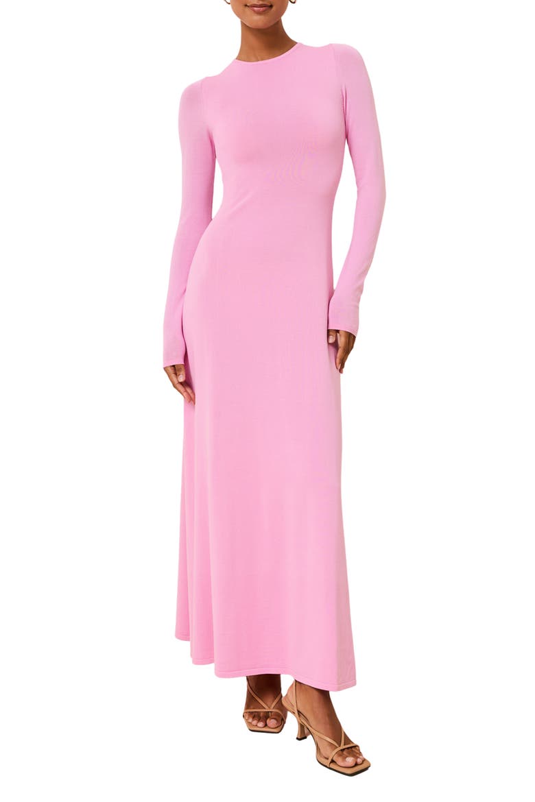 The Dora Long Sleeve Maxi Dress, Main, color, BON BON