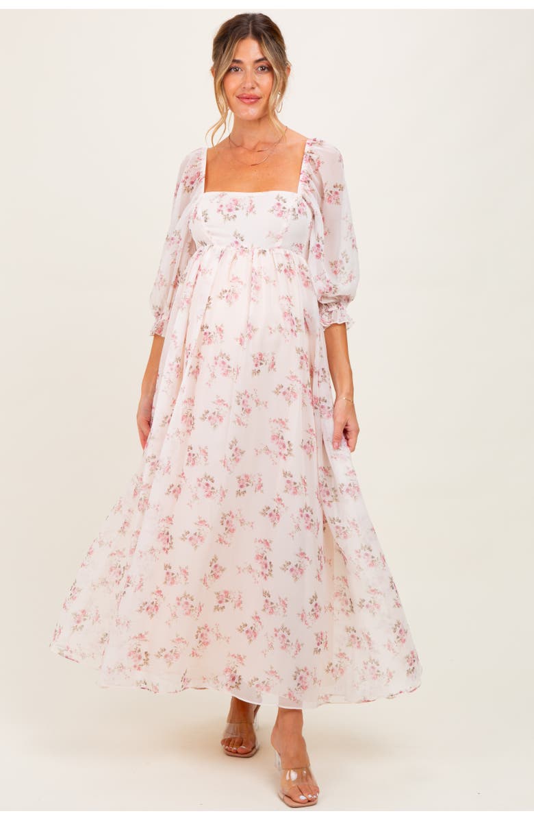 PinkBlush Floral Chiffon Long Sleeve Maxi Dress, Main, color, 
