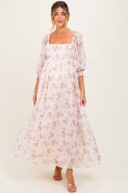 PinkBlush Floral Chiffon Long Sleeve Maxi Dress
