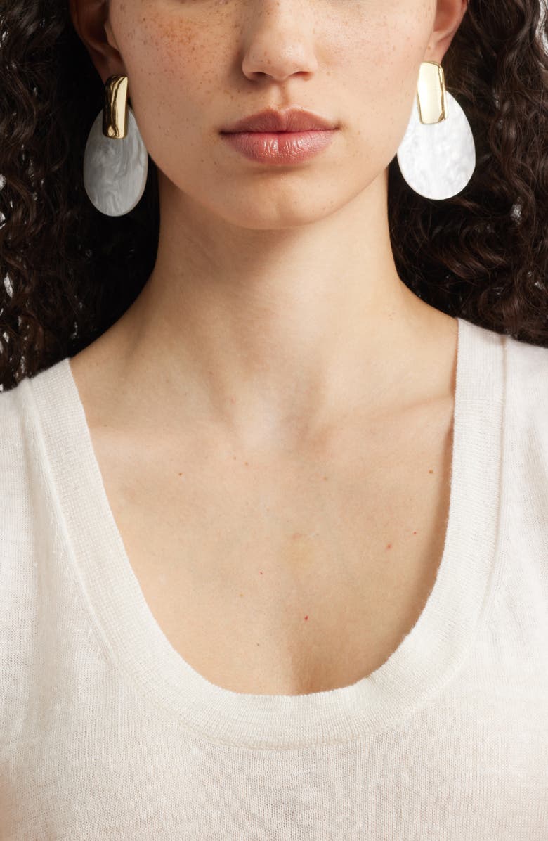 Nordstrom Oval Drop Earrings, Alternate, color, White- Gold