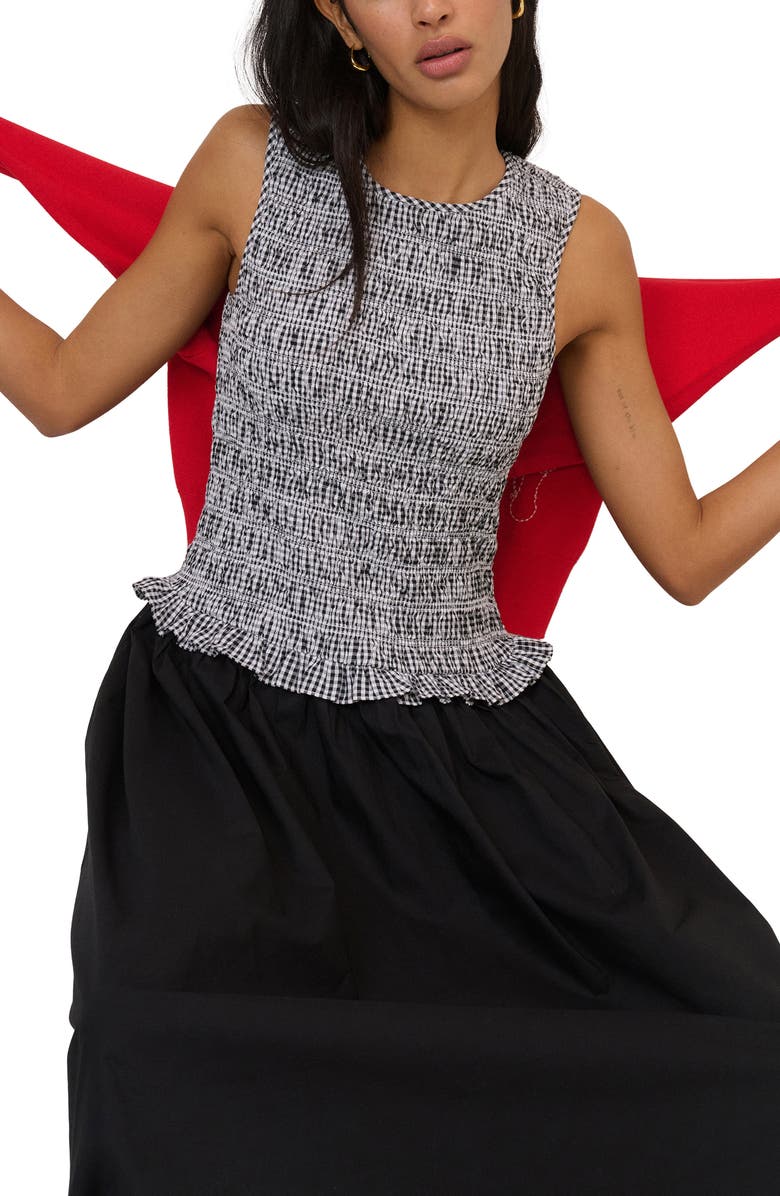 Nobody's Child Drina Gingham Midi Dress, Alternate, color, Black