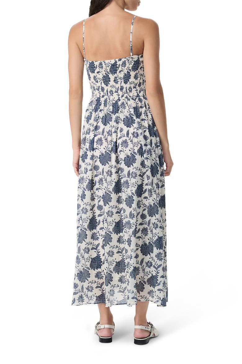 Hallie Smocked Bodice Cotton & Silk Maxi Sundress, Alternate, color, CREAM FLORA