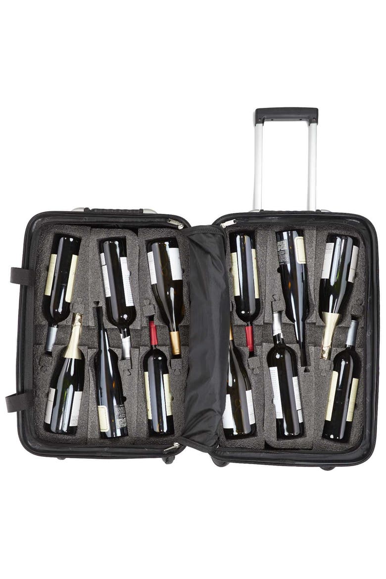 Grande 12-Bottle Wine & Spirits Suitcase, Alternate, color, Silver