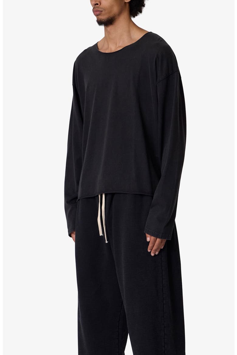 Raw Hem Oversize Long Sleeve T-Shirt, Alternate, color, WASHED BLACK