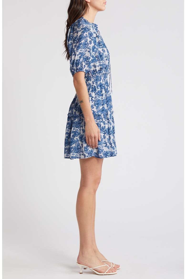 Fiorella Floral Smocked Dress, Alternate, color, CHAMBRAY FLORAL