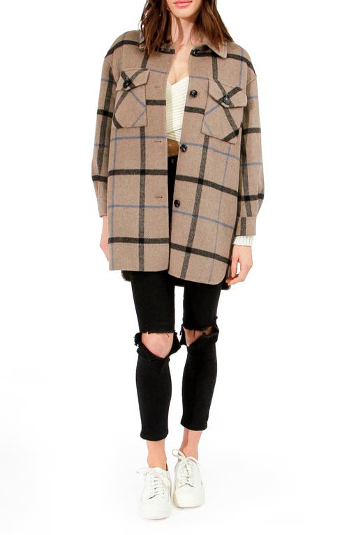 Belle & Bloom Rivers Edge Wool Blend Shirt Jacket In Oat Plaid