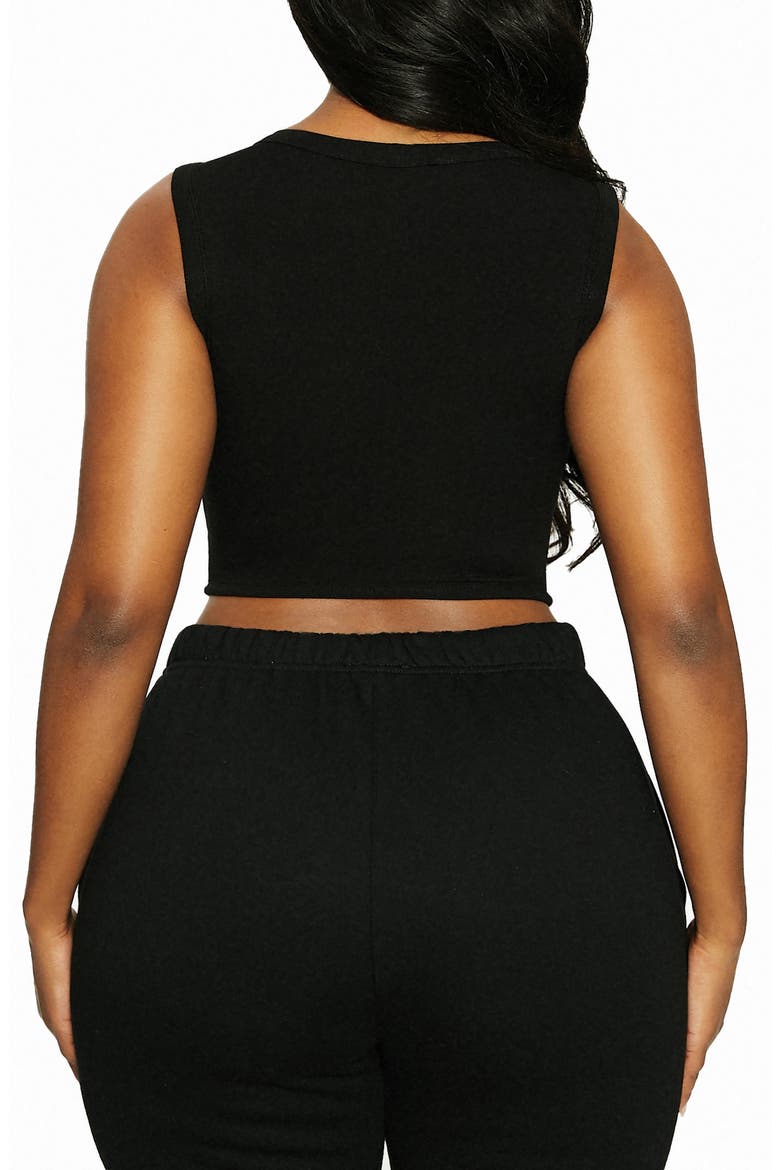 x Lori Harvey Front Cutout Crop Tank, Alternate, color, BLACK