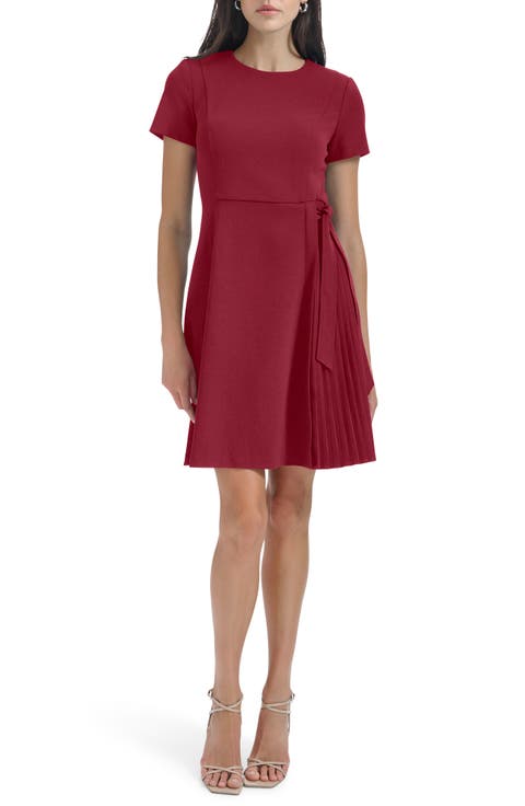 Side Tie Pleated A-Line Dress