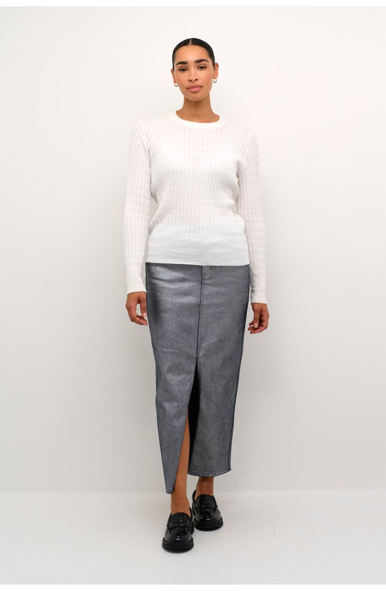 Kaffe KAsilla Cable Knit Regular Fit Pullover, Alternate, color, Chalk