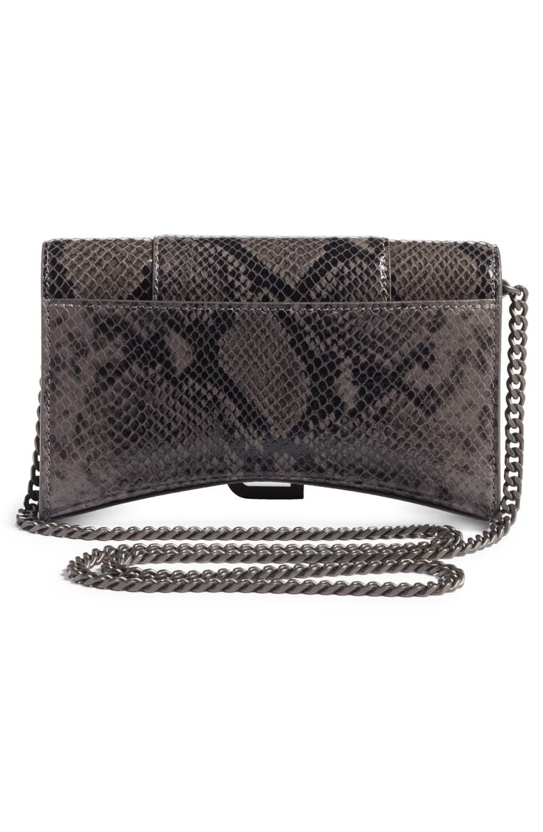 Balenciaga Hourglass Snake Embossed Leather Wallet on a Chain, Alternate, color, 