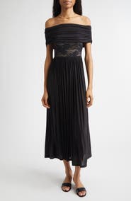 Zimmermann Rebellion Lace Inset Off the Shoulder Draped Dress