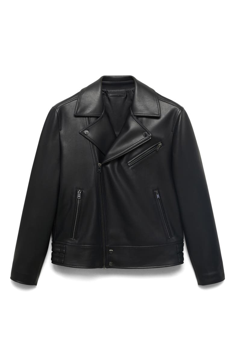 MANGO Faux Leather Moto Jacket, Alternate, color, Black