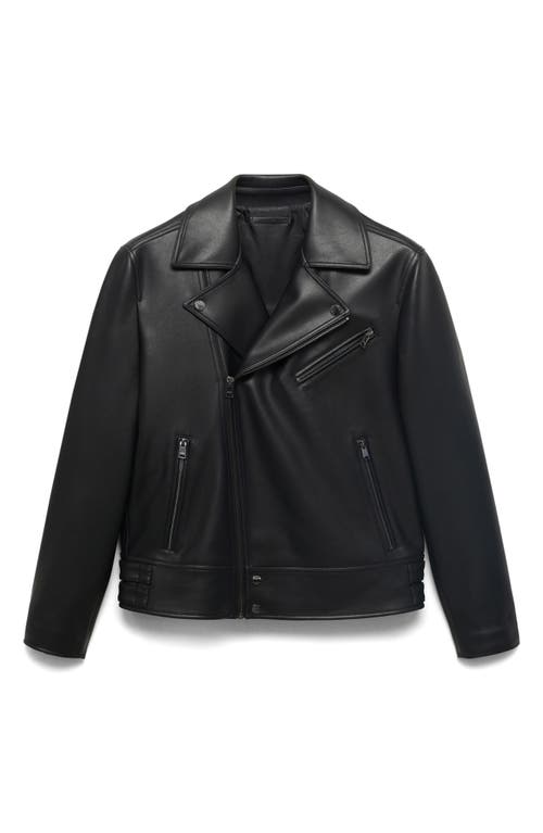 Mango Faux Leather Moto Jacket In Black