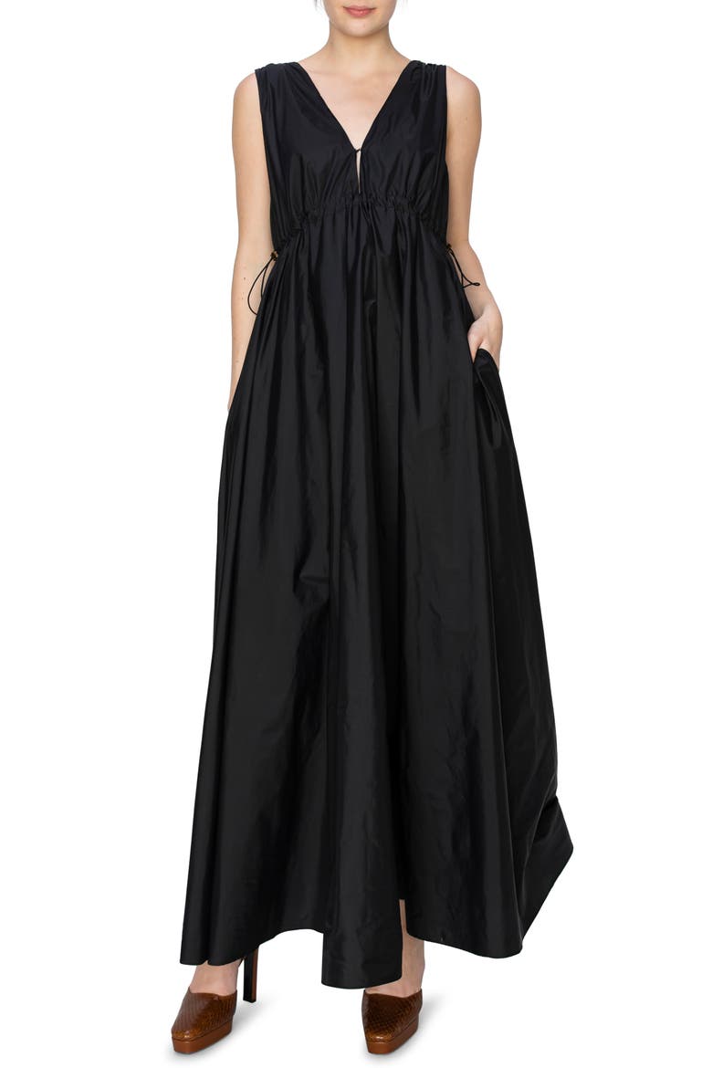 Ruched Maxi Dress, Main, color, BLACK