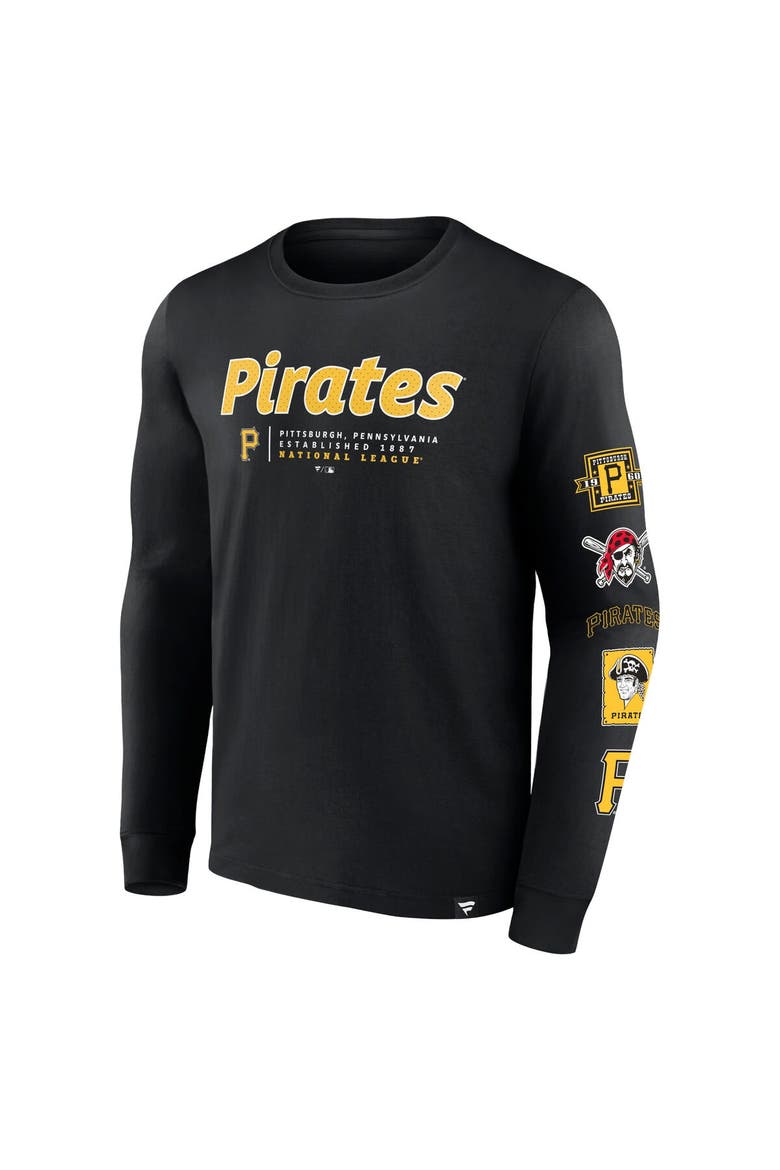Men's Fanatics Branded Black Pittsburgh Pirates Strike the Goal Long Sleeve T-Shirt, Alternate, color, Black