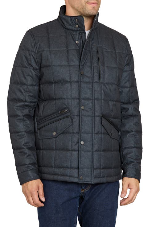 Faux Leather Trim Box Quilt Coat