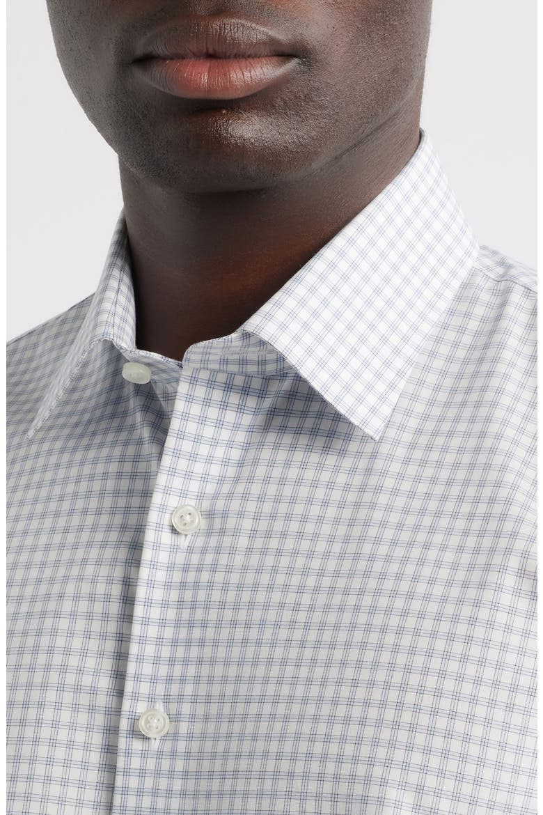 Trim Fit Check Non-Iron Cotton Dress Shirt, Alternate, color, BLUE VALEMONT PLAID