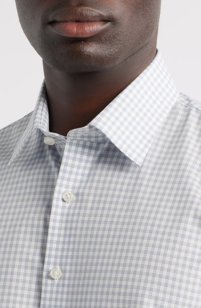 Nordstrom Trim Fit Check Non-Iron Cotton Dress Shirt, Alternate, color, Blue Valemont Plaid