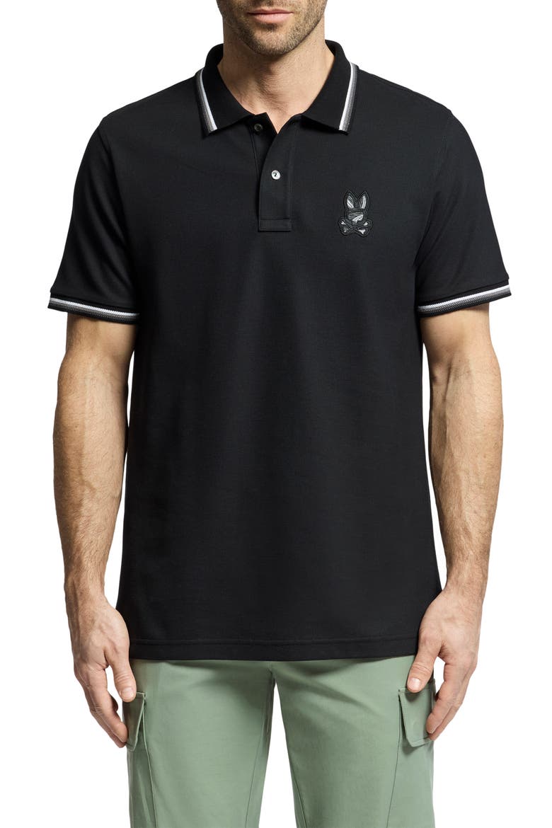 Baxter Tipped Pima Cotton Piqué Polo, Main, color, BLK