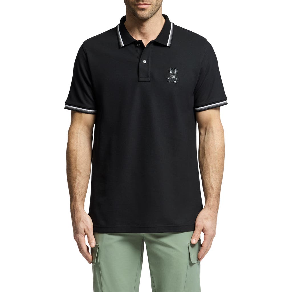 Psycho Bunny Baxter Tipped Pima Cotton Piqué Polo in Blk  product