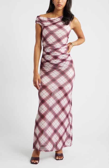 Open Edit One-Shoulder Mesh Maxi Dress