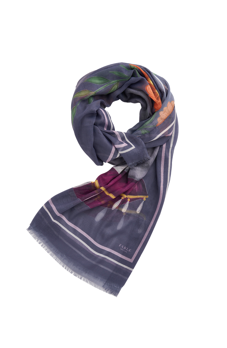 Fable England Catherine Rowe Pet Portraits Whippet Lightweight Scarf, Main, color, Navy