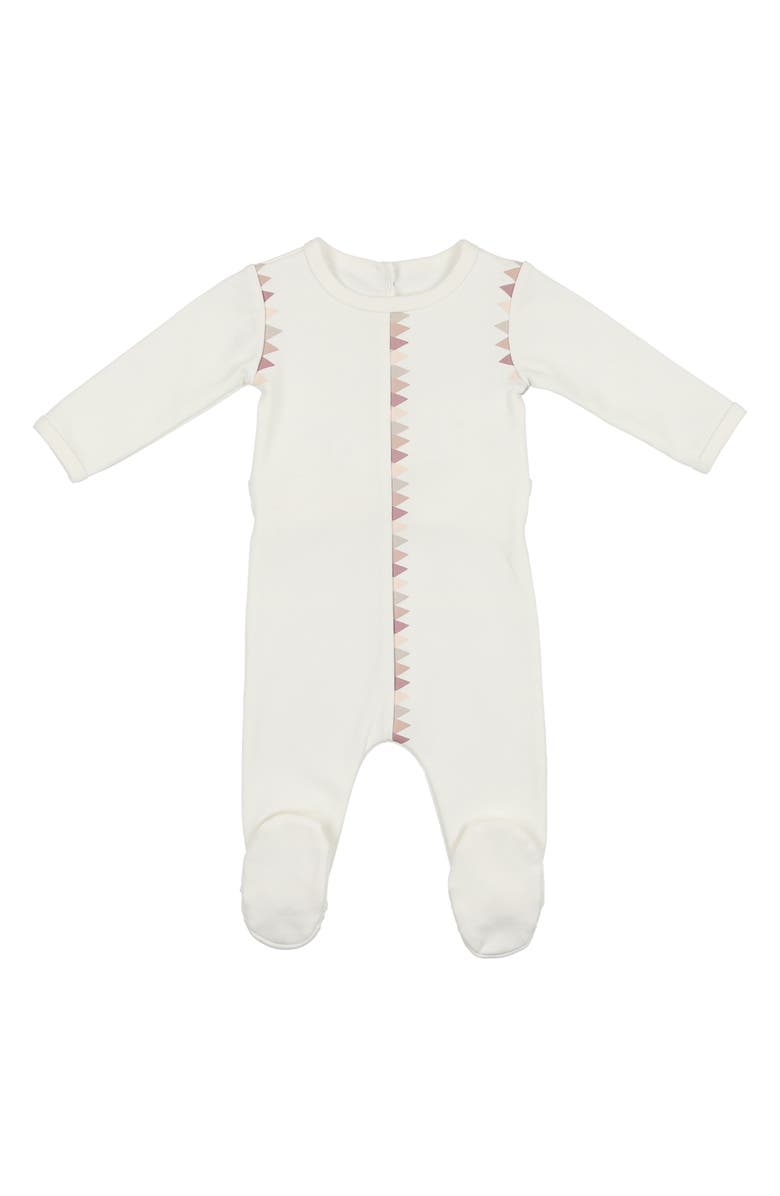 Manière Triangle Print Cotton Blend Footie, Main, color, White Girls