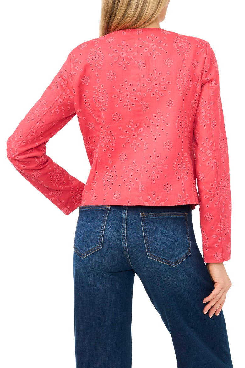 Eyelet Crop Jacket, Alternate, color, CLARET RED