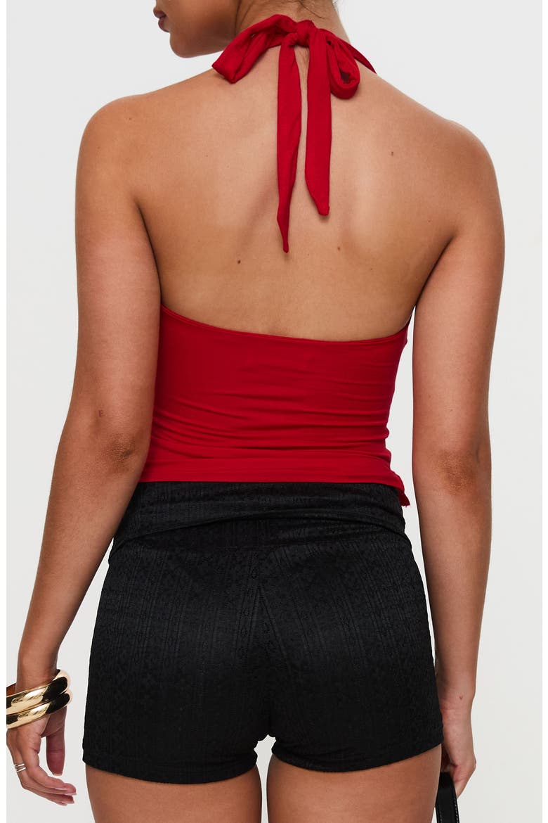 Chilli Asymmetric Halter Top, Alternate, color, RED