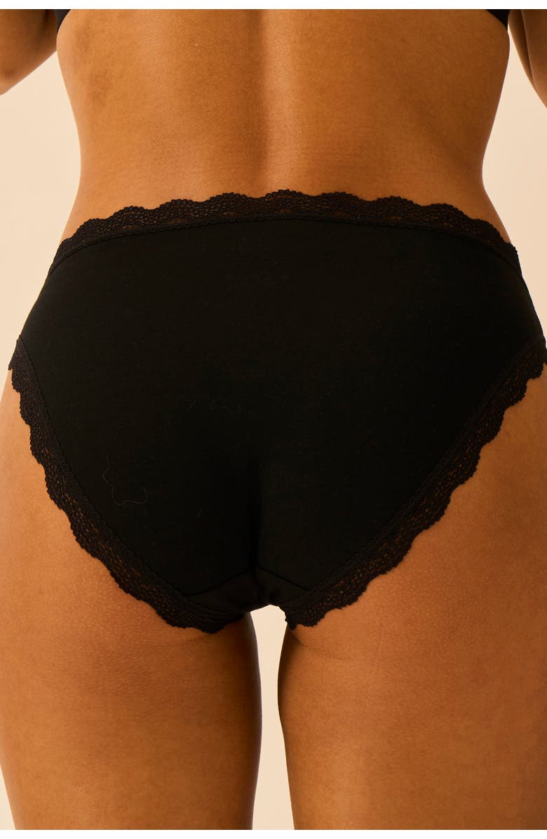 Stripe & Stare Mid Rise Knicker Four Pack, Alternate, color, Black