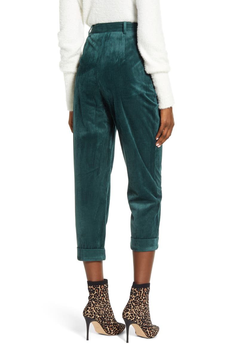 All in Favor High Waist Wide Wale Corduroy Ankle Trousers, Alternate, color,