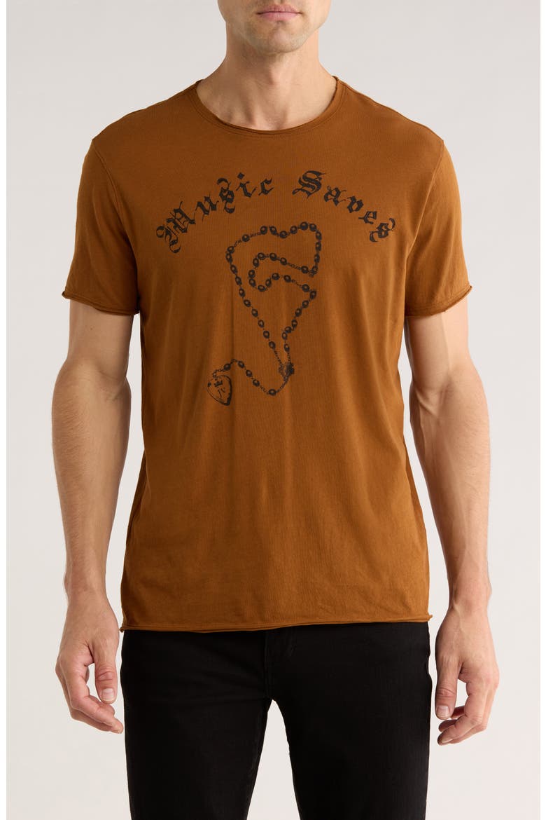 Music Saves Graphic T-Shirt, Main, color, SIENNA BROWN