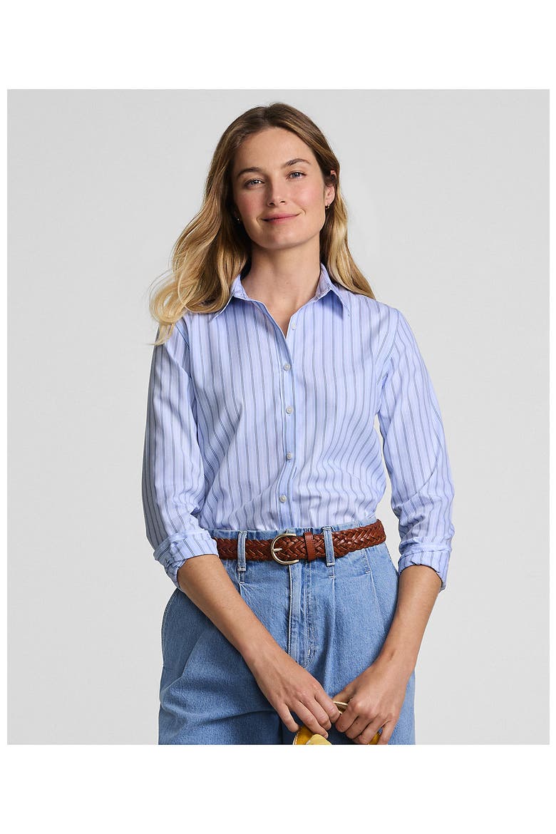 No Iron Button Front Shirt, Alternate, color, Soft Sky Blue Stripe