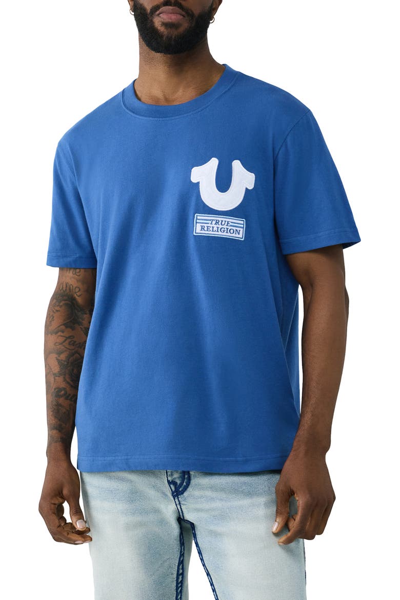 Horseshoe Repeat Cotton Graphic T-Shirt, Main, color, PACIFIC BLUE