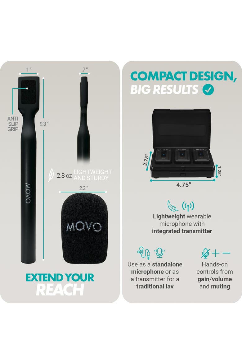 WMX-2-DUO Dual Microphone Compact Wireless System with Handheld Extension Mounts, Alternate, color, Black