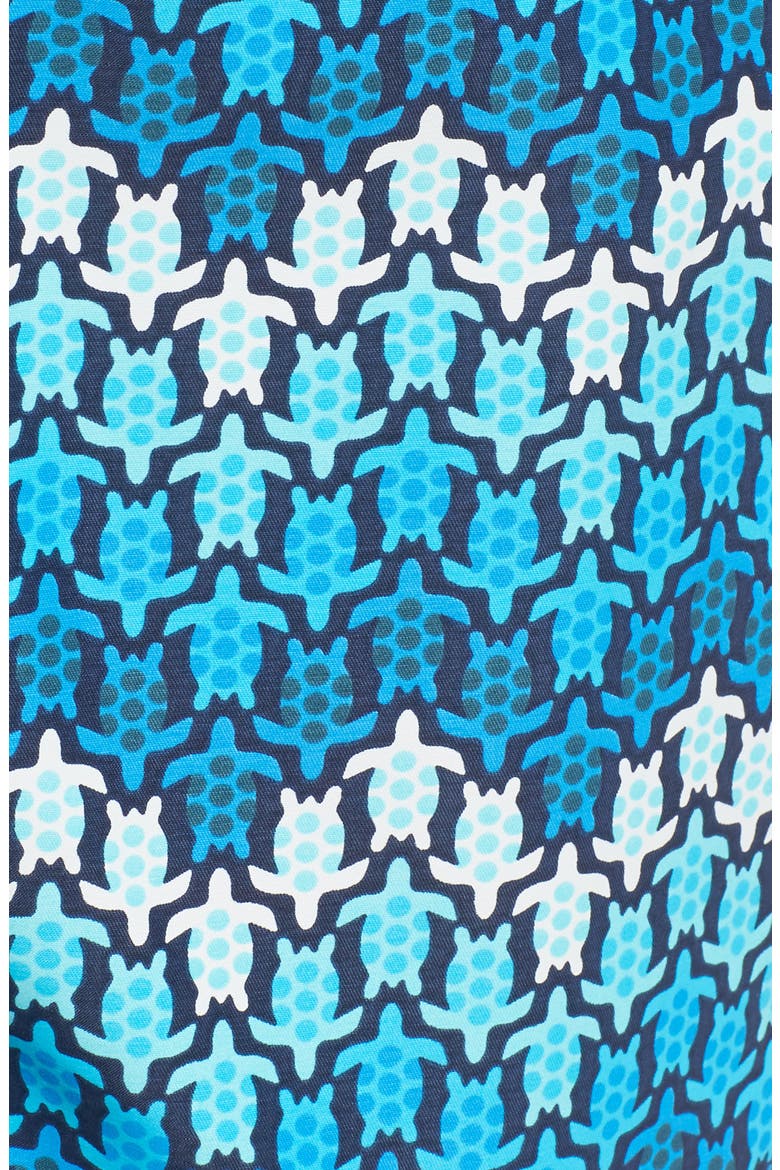 Moorea Herringbone Turtle Print Swim Trunks, Alternate, color, BLEU MARINE