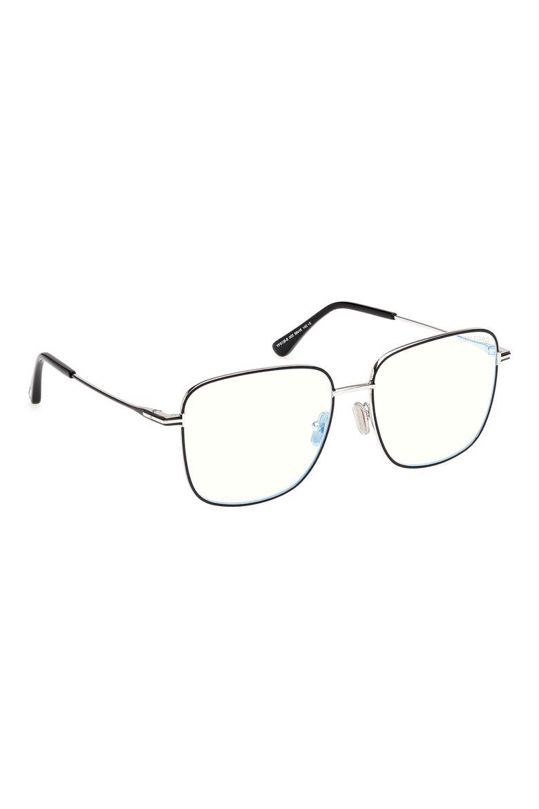 56mm Square Optical Glasses, Alternate, color, SHINY BLACK ENAMEL / PALLADIUM