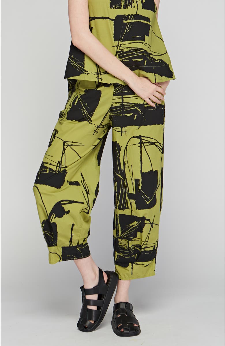 LUUKAA Echo Printed Poplin Pants, Main, color, Lime