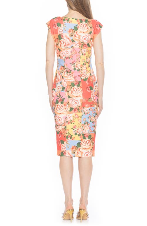 Alexia Admor Lavender One-shoulder Slit Midi Dress In Floral Multi