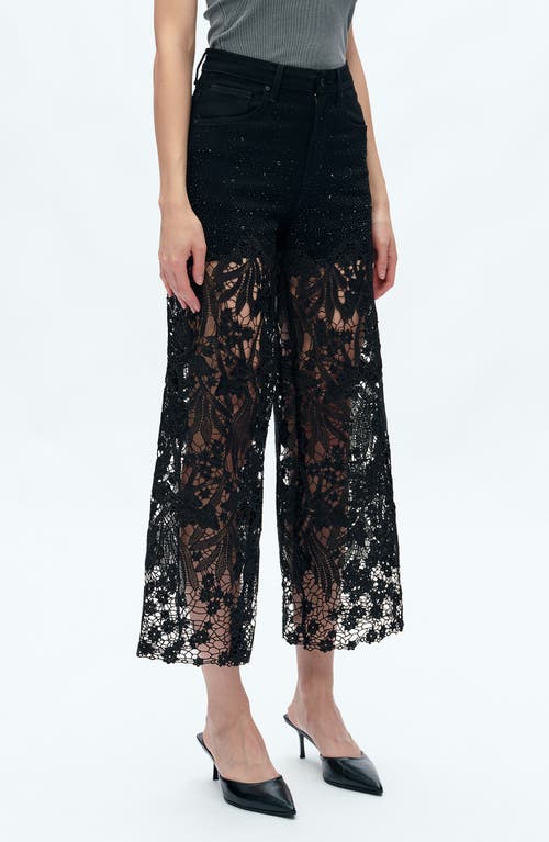 Shop Bayeas High Waist Crystal Embellished Lace Leg Jeans