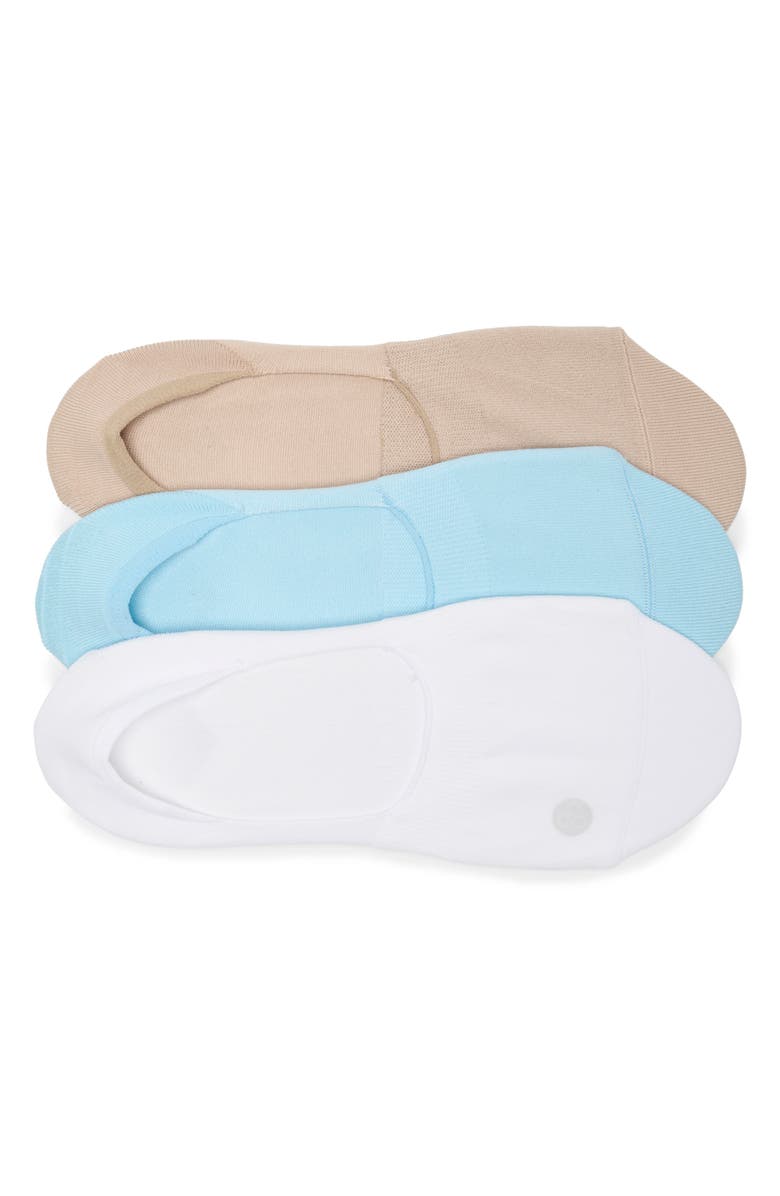 Zella Assorted 3-Pack No-Show Sneaker Socks, Alternate, color, Blue Sky