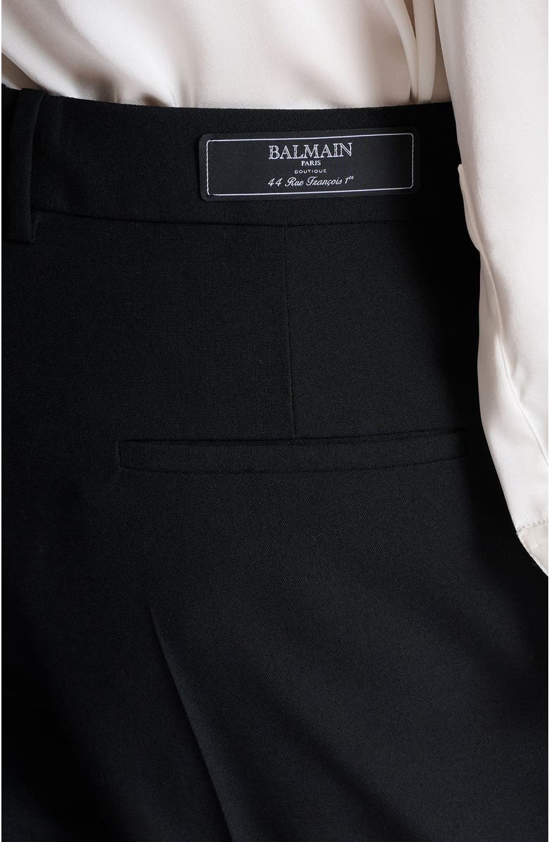 Balmain Pleated wool trousers with "Sand Effect" embroidery, Alternate, color, Black